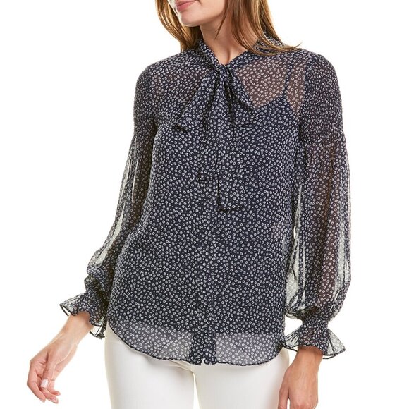 Diane Von Furstenberg Tops - NWT Diane von Furstenberg DVF Rose Tie Blouse, Rose Dot, Large